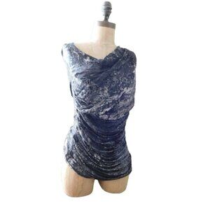 Ronen Chen Size 2 Slinky Stretchy Ruched Side Blouae Top